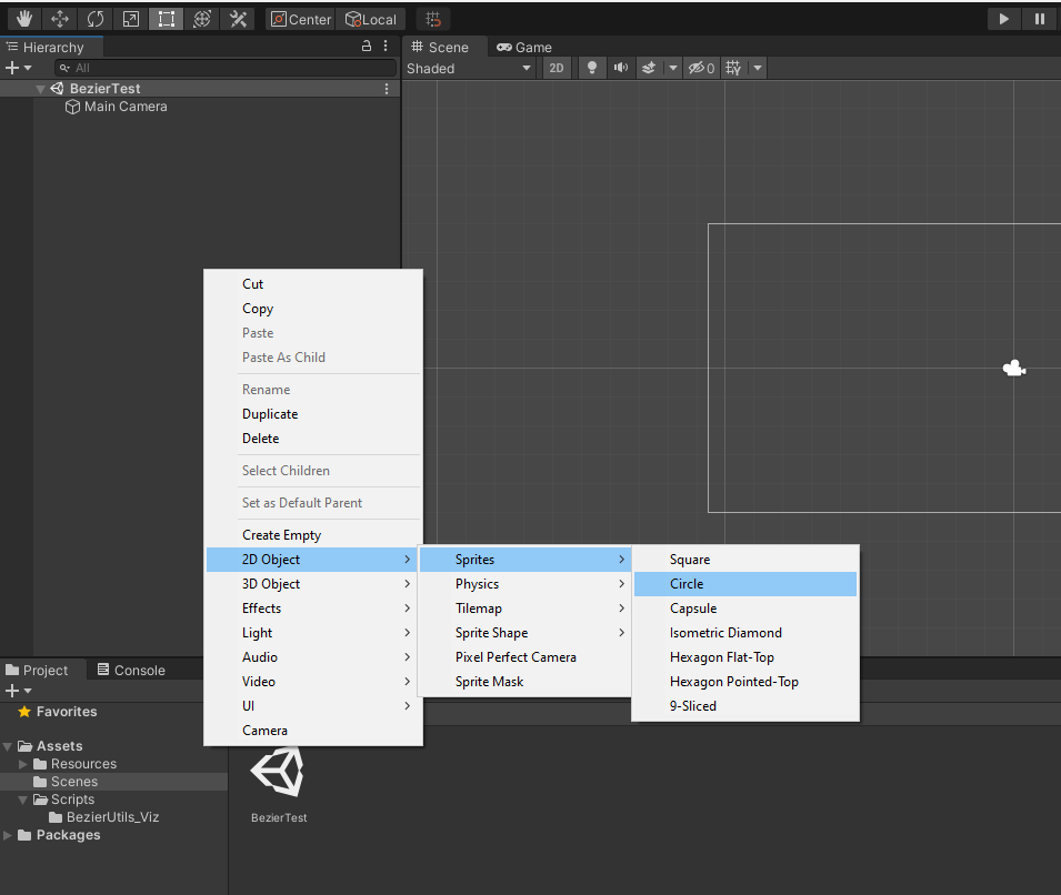 Testing Bezier curves in Unity