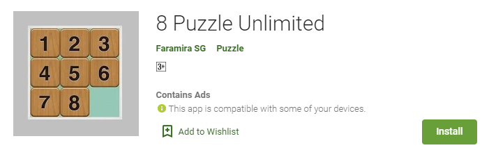Download the 8 Puzzle Unlimited App from Google Play.