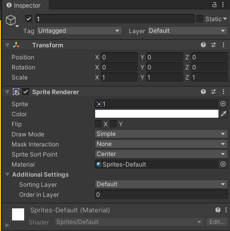Transform values or each sprite in the Inspector.